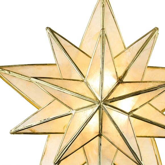Lit Capiz Shell Gold Star Christmas Tree Topper 10.5" Holiday Decor Nativity - Picture 5 of 7